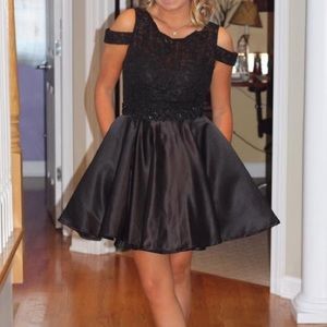 Black beaded and satin party dress